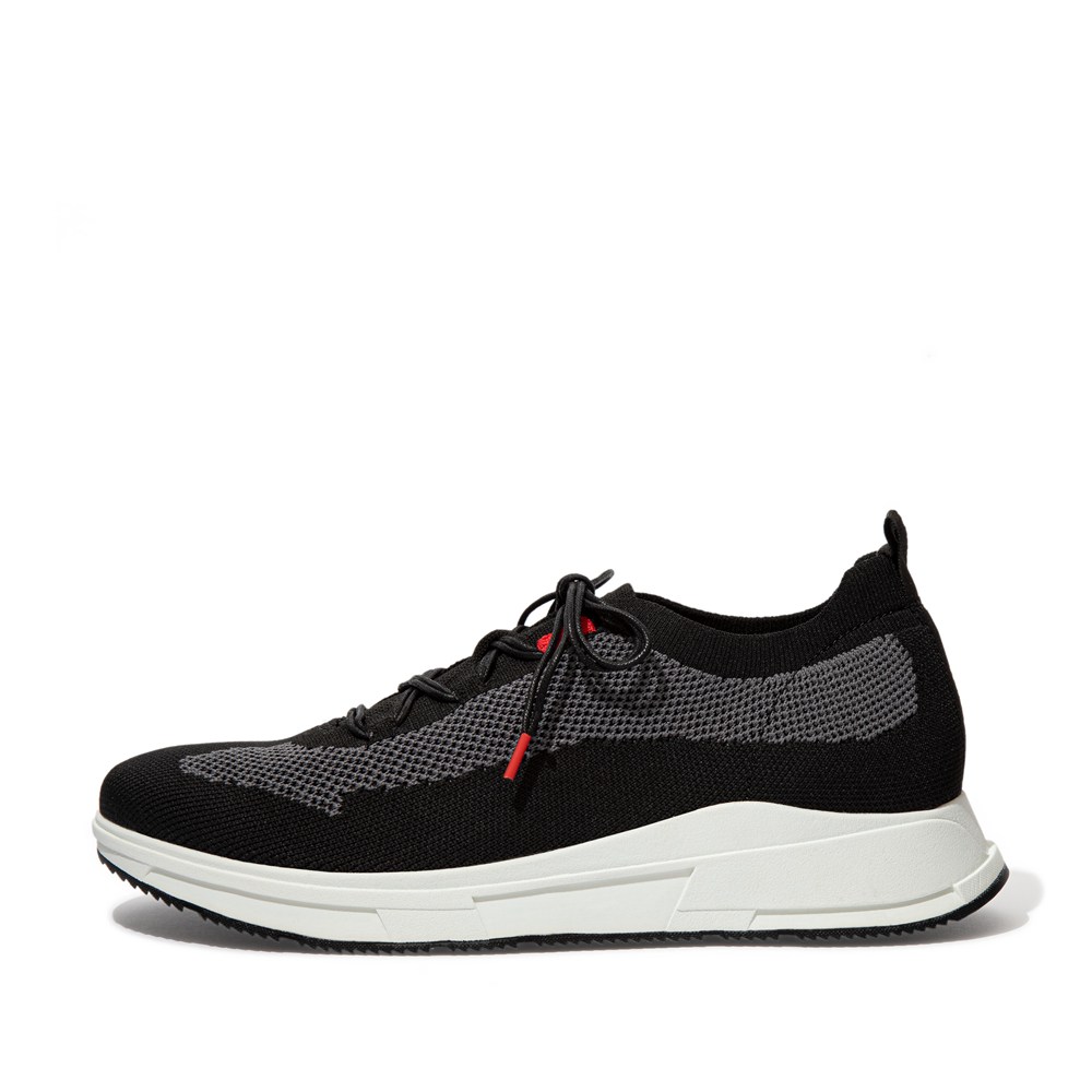 Fitflop Mens Sneakers - Frey Knit - Black - 906-SRGTXQ